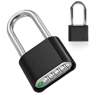 Image of Combination Padlock, 4 Digit Heavy Duty Security Lock, 60mm Long Shackle Padlock with Code for Locker Outdoor Weatherproof Suitcase Lock Gym, School Locker, Shed, Garage