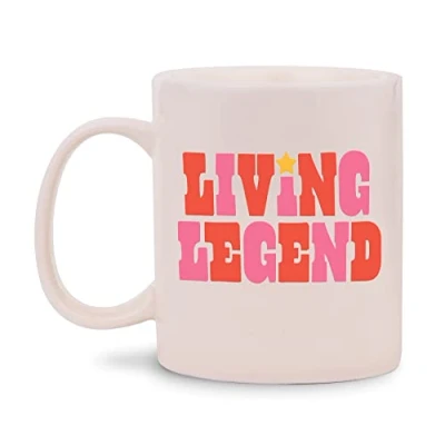 Image of ban.do Ceramic Mug, 10 Ounce Coffee Cup, Dishwasher and Microwave Safe Living Legend