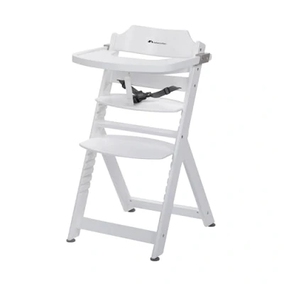 Image of Bebeconfort Timba Evolutive Wooden Highchair, 6 Months 10 Years, Up to 30 kg, Baby High Chair, Removable Tray, Adjustable Seat &amp; Footrest, 3 point Safety Harness, White