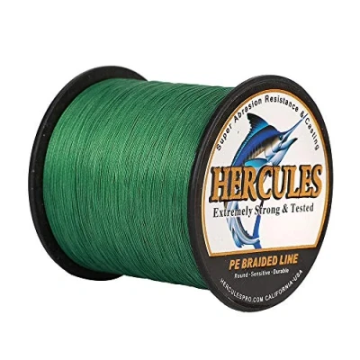 Image of Hercules Braided Fishing Line 2000m 2187yds 6lbs 100lbs Pe Superline 4 Strands (Green 10lb/4.5kg 0.12mm)