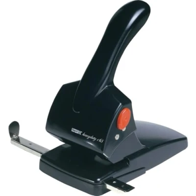 Image of Rapid Fashion HDC65 Heavy Duty 2 Hole Punch, Punches up to 65 Sheets, Adjustable Guide Bar, Ergonomic Handle, Black, 20922601