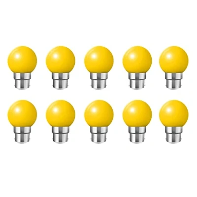 Image of 10x B22 Bayonet Cap LED Coloured Light Bulb Mini Globe Golfball Bulbs for Outdoor Patio Garden Party Christmas(Yellow)