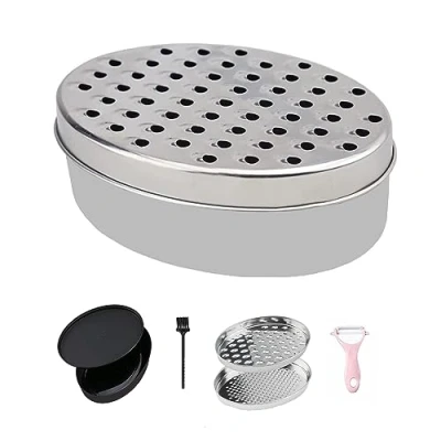 Image of JAGKUL Cheese Grater Kitchen Equipment Stainless Steel Vegetable Chopper, Chocolate with Container and Lid Graters for Kitchen, Home Gadgets Smart