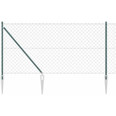 Image of vidaXL Chain Link Fence with 7 Spike Posts 1x10 m Galvanised Steel
