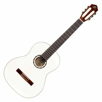 Image of Ortega Guitars White Concert Guitar Full Size Family Series includes Gig Bag mahogany / spruce top (R121WH)
