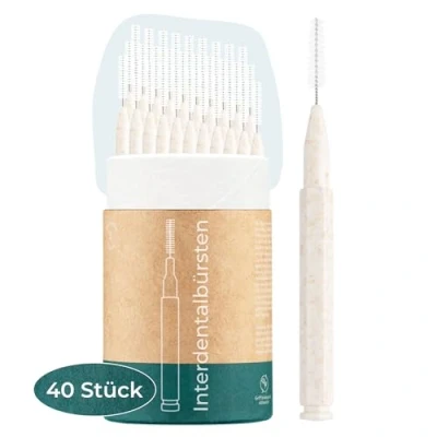 Image of VIGOROUS® Pack of 40 Sustainable Interdental Brushes ISO 5, 0.8 mm for Thorough Tooth Cleaning Spaces Dental Practical Toothbrush