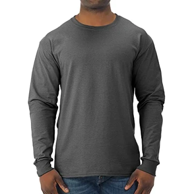 Image of Jerzees Men&#039;s Adult Long Sleeve Tee, Black Heather, Large