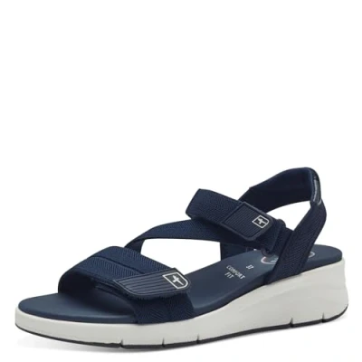 Image of TAMARIS Women&#039;s 8 88712 42 Wedge Sandal, Navy, 5.5 UK