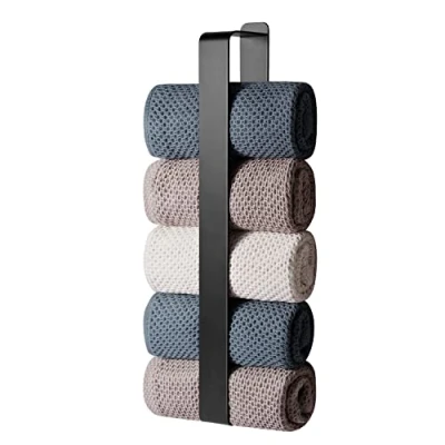 Image of Towel Holder, No Drilling, Guest Self Adhesive, Bath Glue, Stainless Steel Wall Mounted (Black,