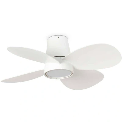 Image of Klover Small 4 Blade Ceiling Fan Matt White with Light 2700 4000 6000K