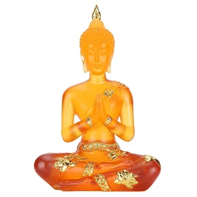 Image of Tomotato Buddha Statue Resin Transparent Sitting Antique Praying Figurine Sculpture for Home Office Tabletop Yard Decoration