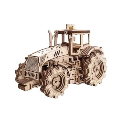 Image of EWA Eco Wood Art TRACTOR Three Dimensional Mechanical Wooden Puzzle for Adults and Children Assembly Without glue 358 Pieces, Natural