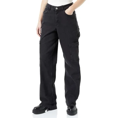 Image of Bestseller A/S Women&#039;s Pcjoella Cargo Pants BC Jeans, Black Denim, M