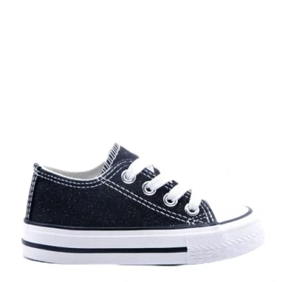 Image of Ladies Canvas Trainers Glittery Low TOP Pumps Girls Womens LACE UP Plimsolls Shoes Sizes Black UK 5
