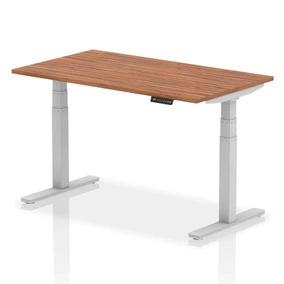 Image of Air 1400/800 Walnut Height Adjustable Desk With Silver Legs HA01006