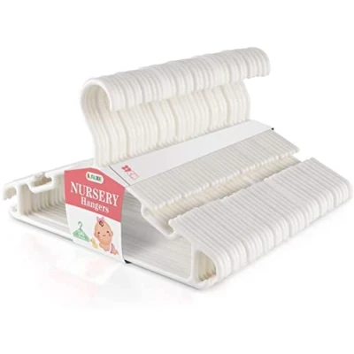 Image of ilauke 36 Pack White Plastic Nursery Hangers, Ultra Thin Space Saving Baby Hangers Nonslip Tubular