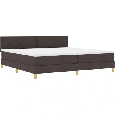 Image of Vidaxl Box Spring Bed with Mattress &amp; led Dark Brown 200x200 cm Fabric