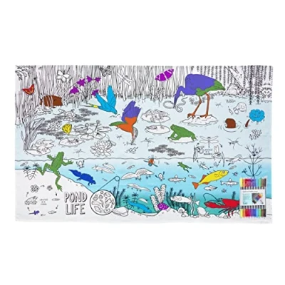 Image of eatsleepdoodle Colouring Tablecloth For Kids w/ 10pk Washable Markers 130x85cm Wildlife Giant Poster Ultra &amp; Reusable Arts and Crafts
