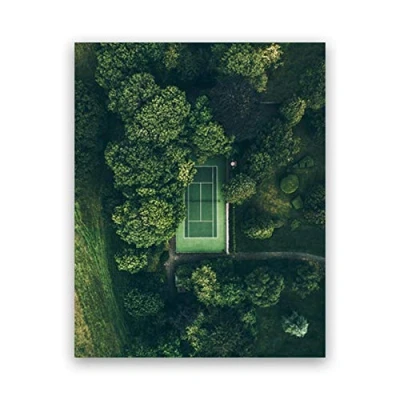 Image of HERWS Canvas Wall Art Tennis Court Print Photography Poster Modern Sports Pictures Living Room Bedroom Home Decoration