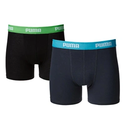 Image of Puma Boys Basic Sports Boxers (Pack of 2), India Ink/Turquoise ,9 10 Years