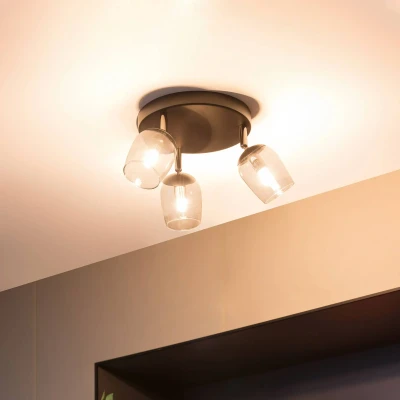 Image of Lindby spot Katjana, 3 bulb, Ø 20 cm, smoked glass