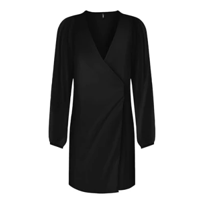 Image of ONLY Women&#039;s Onlalma Life Poly L/S Gina Dress Solid, Black, XL