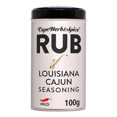 Image of Cape Herb &amp; Spice Rub Louisiana Cajun Seasoning Condiment, Chilli Rating Mild, 100 g Tin (Pack of 1)