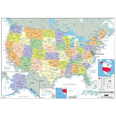 Image of Wildgoose Education WG3525 USA Political Map, 84 cm x 59
