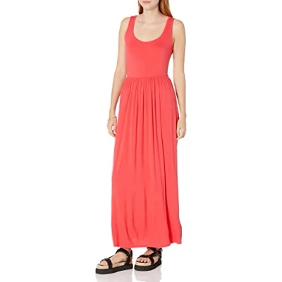 Image of Amazon Essentials Women&#039;s Waisted Maxi Dress (Available in Plus Size), Red, XL