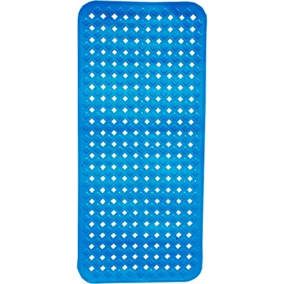 Image of JAGKUL Extra Long Bath Mat Non Slip for Bathroom and Bathtub with Drain Holes &amp; Suction Cups 88x40,Machine Washable,Shower Ideal Elderly Children (Blue)