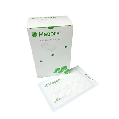 Image of Mepore Island Adhesive Dressing: Sterile Non Woven Fabric with Semi Permeable Backing, 9 cm x 15 Pack of 50