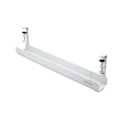 Image of StarTech.com Under Desk Cable Management Tray, Length Adjustable, Clamp On Installation, No Drilling Required, White