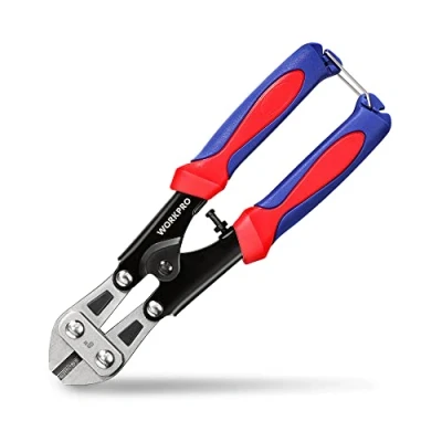 Image of WORKPRO Mini Bolt Cutter 8 inch/210mm, Cr V Wire Cable Cutter, Spring Snips Clippers with Soft Anti Slip Handle