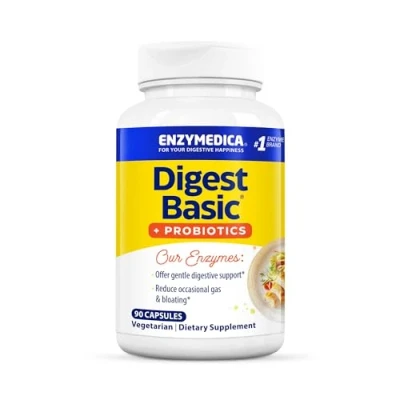 Image of ENZYMEDICA Digest Basic + Probiotics (90 Capsules) Digestive Enzymes Supplements Blend with Probiotics, Nutrient Supplements, Gut Health Supplement, Easy Digest, Vegetarian