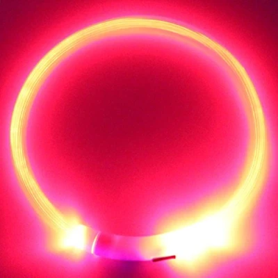 Image of Gemini_mall® LED Pet Dog Collar, USB Rechargeable Safety Collar Waterproof Light up Flashing (S 35cm, Pink)