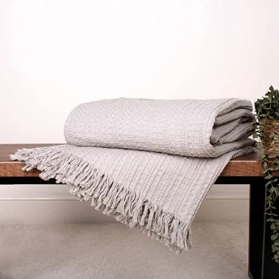 Image of Appletree Loft Elbury Waffle 100% Cotton Bedspread 150cm x 200cm in Silver
