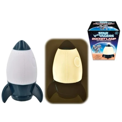 Image of KandyToys Space Voyagers Nursery Night Light Rocket Spaceship Shaped Warm LED Battery Operated