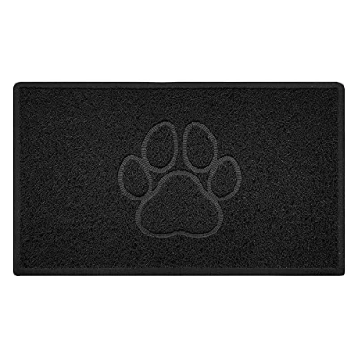Image of Nicoman PAW Shape Cat Litter Box Mat, Dog Food Feeding Tray Matt, Non Slip, Easy Clean, Washable(75x44cm,Medium),BLACK