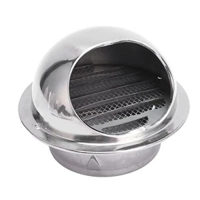Image of Extractor Fan Cover, Air Vent, Stainless Steel Ventilation Cover Built in Hemispherical Waterproof Mesh Screen Vent External for Electric Dryers, Heaters (4 Inch)