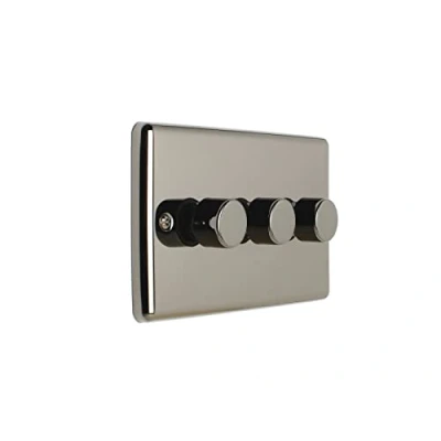 Image of EUROLITE Enhance Black Nickel 3 Gang Triple 2 Way LED DIMMER Light Switch EN3LED BNB