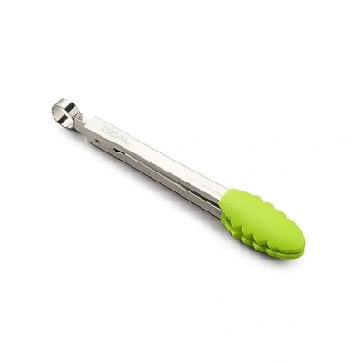 Image of Zeal Silicone Mini Kitchen Cooking Tongs with Stainless Steel Handle Perfect for Cooking, Grilling, BBQ, Air Fryer, and More, Heat Resistant, BPA Free, Easy to Clean, 20cm, Neon Lime