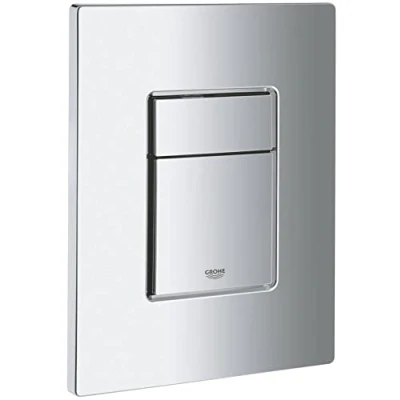 Image of GROHE Even Flush Plate for Concealed GD2 Cisterns (Water Saving, Dual with Start and Stop Activation Pneumatic Drop Valve AV1, Easy to Install), Size 156 x 197 mm, Chrome, 38966000