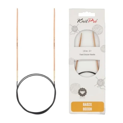Image of KnitPro Basix Birch: Knitting Pins: Circular: Fixed: 60cm x 2.25mm, Birchwood, Multi Colour, 2.25mm
