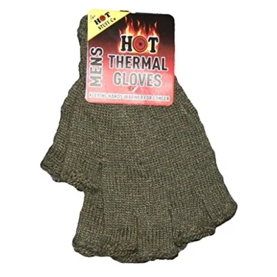 Image of Mens Fingerless Thermal Gloves One Size Fits All Mixed Colours (Green)