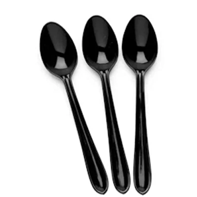 Image of Party2u Black Reusable Spoons Heavy Duty Spoon Ideal For Tableware Dinnerware and Parties Pack of 50