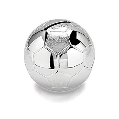 Image of [Custom] Personalised Engraved Silver plated Football Bank Money Box Christening / Birthday Baby Gift