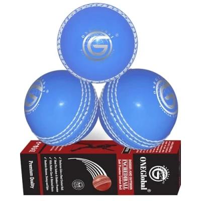 Image of ONEGlobal Incrediball Soft Practice Cricket Ball Outdoor &amp; Indoor Rubber With Core Stitched Seam For Honing Skills Family Fun (3 Dark Blue)