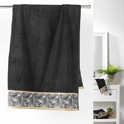 Image of Douceur d&#039;interieur Orbella Bath Sheet, Black, 90 x 150 cm