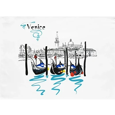 Image of Half a Donkey The Gondolas of Venice Large Cotton Tea Towel