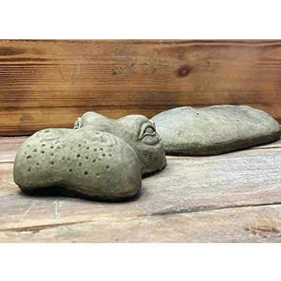 Image of J and L STONE Ornaments GARDEN 2 PIECE LAYING SUBMERGED HIPPO STATUE ORNAMENT